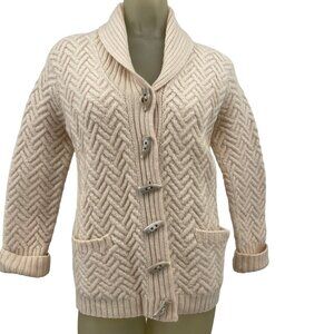 NORDIC DESIGN Vintage Wool Womens Cardigan sweater chunky Fisherman Size Medium